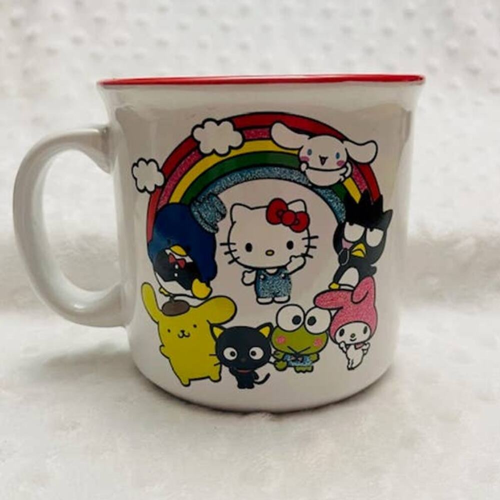 Hello Kitty & Friends Rainbow Sparkle Large 20oz Ceramic Coffee Mug- NEW